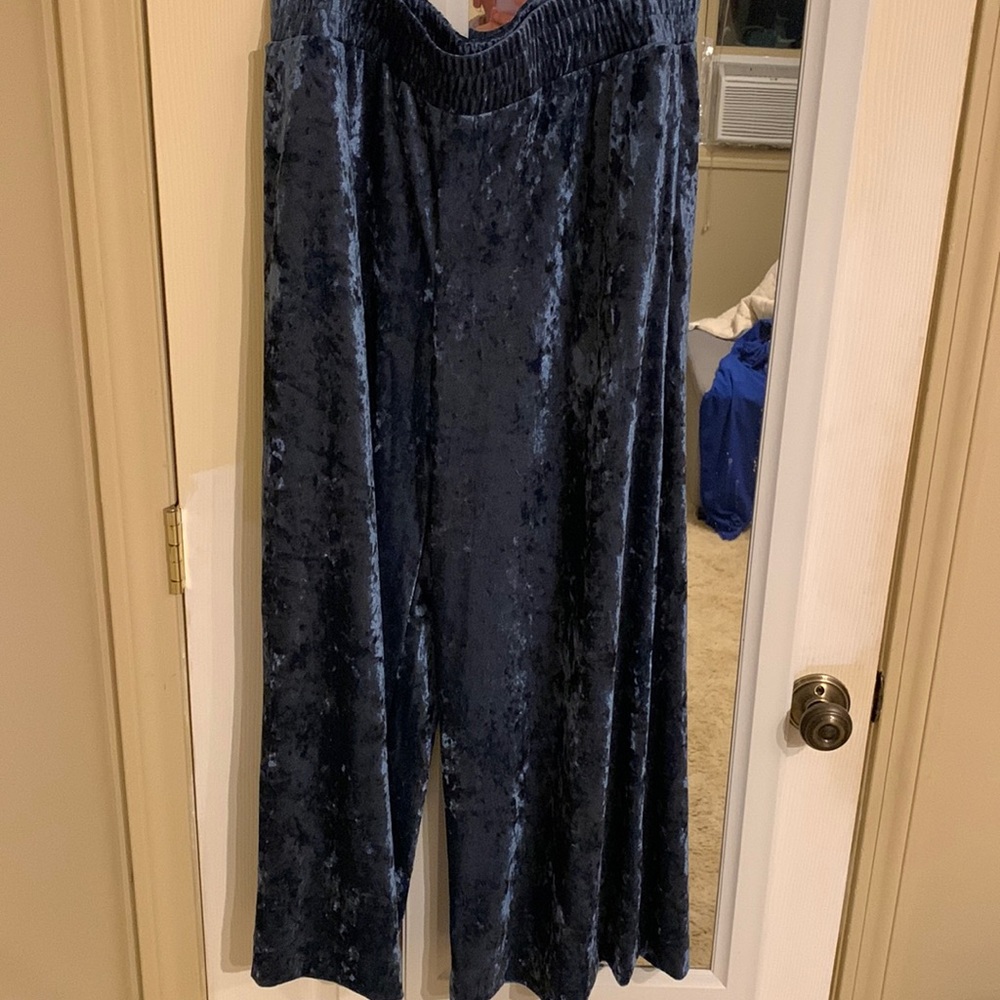 Blue wide leg party pants